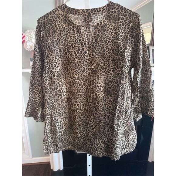 Chico's Women's Brown Cheetah Print Embroidered Tunic Top Size 0 (XS 4/6) - Picture 6 of 8